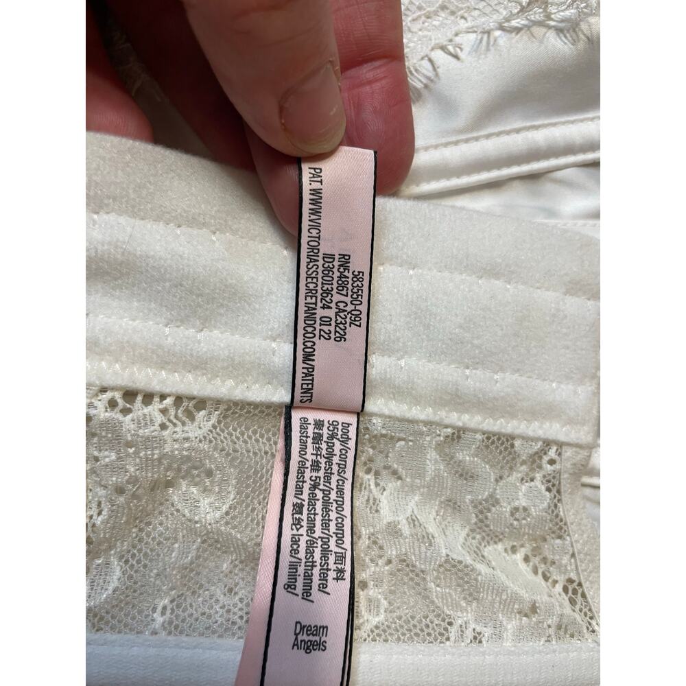Victoria’s Secret Dream Angel White Floral Lace Satin Bridal Crop Corset Top Med - Picture 12 of 13